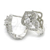 Rhodium Gold Filled Huggie Hoop, Heart Design, with White Cubic Zirconia, Polished, Rhodium Finish, 02.217.0095.4.15