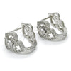Rhodium Gold Filled Huggie Hoop, Heart Design, with White Cubic Zirconia, Polished, Rhodium Finish, 02.217.0095.4.15