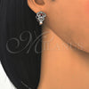Rhodium Gold Filled Huggie Hoop, Heart Design, with Garnet and White Cubic Zirconia, Polished, Rhodium Finish, 02.217.0095.5.15