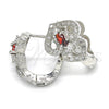 Rhodium Gold Filled Huggie Hoop, Heart Design, with Garnet and White Cubic Zirconia, Polished, Rhodium Finish, 02.217.0095.5.15