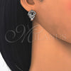 Rhodium Gold Filled Huggie Hoop, Heart Design, with Black and White Cubic Zirconia, Polished, Rhodium Finish, 02.217.0095.6.15