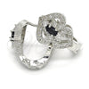 Rhodium Gold Filled Huggie Hoop, Heart Design, with Black and White Cubic Zirconia, Polished, Rhodium Finish, 02.217.0095.6.15