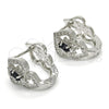 Rhodium Gold Filled Huggie Hoop, Heart Design, with Black and White Cubic Zirconia, Polished, Rhodium Finish, 02.217.0095.6.15