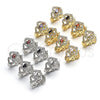 Rhodium Gold Filled Huggie Hoop, Heart Design, with Black and White Cubic Zirconia, Polished, Rhodium Finish, 02.217.0095.6.15