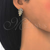 Oro Laminado Huggie Hoop, Gold Filled Style with White Cubic Zirconia, Polished, Golden Finish, 02.217.0093.15