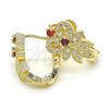 Oro Laminado Huggie Hoop, Gold Filled Style with Garnet and White Cubic Zirconia, Polished, Golden Finish, 02.217.0093.1.15
