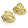 Oro Laminado Huggie Hoop, Gold Filled Style with Garnet and White Cubic Zirconia, Polished, Golden Finish, 02.217.0093.1.15