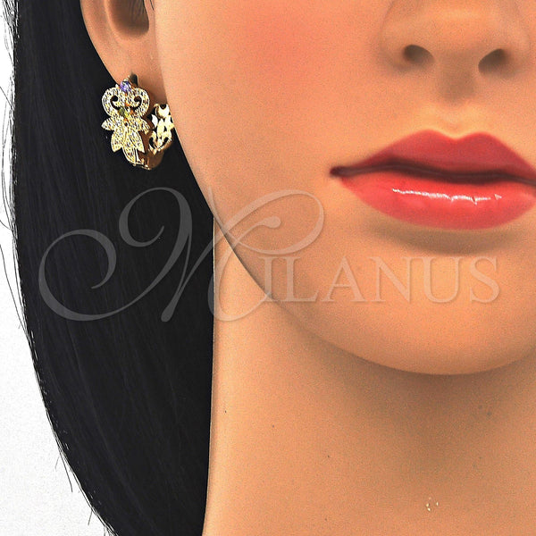Gold Filled Hoop Earrings — Huggie Hoop with Multicolor Cubic Zirconia Polished 02. — main product view — SKU 122705 | Oro Laminado aretes de aro — Huggie Hoop with Multicolor Cubic Zirconia pulido 02. — SKU 122705