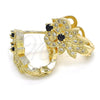 Oro Laminado Huggie Hoop, Gold Filled Style with Black and White Cubic Zirconia, Polished, Golden Finish, 02.217.0093.3.15