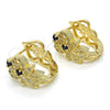 Oro Laminado Huggie Hoop, Gold Filled Style with Black and White Cubic Zirconia, Polished, Golden Finish, 02.217.0093.3.15
