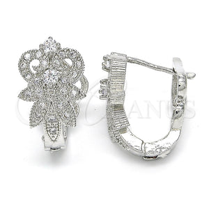 White Gold Filled Hoop Earrings — Huggie Hoop with White Cubic Zirconia Polished 02. — main product view — SKU 122707 | Oro Laminado Blanco aretes de aro — Huggie Hoop with blanco Cubic Zirconia pulido 02. — SKU 122707