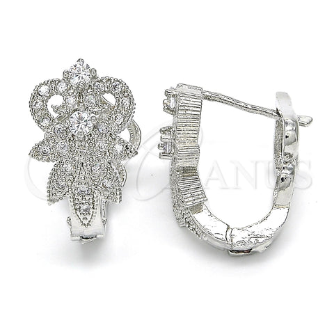 Rhodium Gold Filled Huggie Hoop, with White Cubic Zirconia, Polished, Rhodium Finish, 02.217.0093.4.15