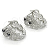 Rhodium Gold Filled Huggie Hoop, with Black and White Cubic Zirconia, Polished, Rhodium Finish, 02.217.0093.6.15