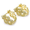 Oro Laminado Huggie Hoop, Gold Filled Style with White Cubic Zirconia, Polished, Golden Finish, 02.217.0094.15