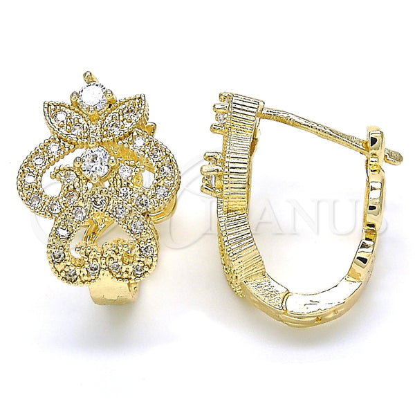 Gold Filled Hoop Earrings — Huggie Hoop with White Cubic Zirconia Polished 02. — main product view — SKU 122710 | Oro Laminado aretes de aro — Huggie Hoop with blanco Cubic Zirconia pulido 02. — SKU 122710