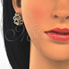 Oro Laminado Huggie Hoop, Gold Filled Style with Garnet and White Cubic Zirconia, Polished, Golden Finish, 02.217.0094.1.15