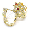 Oro Laminado Huggie Hoop, Gold Filled Style with Garnet and White Cubic Zirconia, Polished, Golden Finish, 02.217.0094.1.15