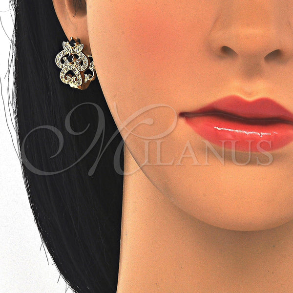 Gold Filled Hoop Earrings — Huggie Hoop with Black and White Cubic Zirconia — main product view — SKU 122713 | Oro Laminado aretes de aro — Huggie Hoop with negro and blanco Cubic Zirconia — SKU 122713