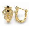 Oro Laminado Huggie Hoop, Gold Filled Style with Black and White Cubic Zirconia, Polished, Golden Finish, 02.217.0094.3.15