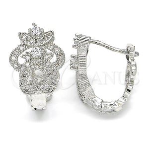White Gold Filled Hoop Earrings — Huggie Hoop with White Cubic Zirconia Polished 02. — main product view — SKU 122714 | Oro Laminado Blanco aretes de aro — Huggie Hoop with blanco Cubic Zirconia pulido 02. — SKU 122714