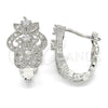 Rhodium Gold Filled Huggie Hoop, with White Cubic Zirconia, Polished, Rhodium Finish, 02.217.0094.4.15