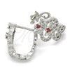 Rhodium Gold Filled Huggie Hoop, with Garnet and White Cubic Zirconia, Polished, Rhodium Finish, 02.217.0094.5.15