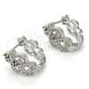 Rhodium Gold Filled Huggie Hoop, with Garnet and White Cubic Zirconia, Polished, Rhodium Finish, 02.217.0094.5.15
