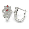 Rhodium Gold Filled Huggie Hoop, with Garnet and White Cubic Zirconia, Polished, Rhodium Finish, 02.217.0094.5.15