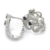 Rhodium Gold Filled Huggie Hoop, with Black and White Cubic Zirconia, Polished, Rhodium Finish, 02.217.0094.6.15