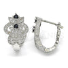 Rhodium Gold Filled Huggie Hoop, with Black and White Cubic Zirconia, Polished, Rhodium Finish, 02.217.0094.6.15
