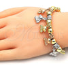 Oro Laminado Charm Bracelet, Gold Filled Style Teddy Bear Design, Polished, Tricolor, 03.63.1905.1.08 (04 MM Thickness, 8 Inches Length)