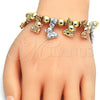 Oro Laminado Charm Bracelet, Gold Filled Style Teddy Bear Design, Polished, Tricolor, 03.63.1905.1.08 (04 MM Thickness, 8 Inches Length)