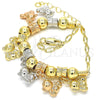 Oro Laminado Charm Bracelet, Gold Filled Style Teddy Bear Design, Polished, Tricolor, 03.63.1905.1.08 (04 MM Thickness, 8 Inches Length)