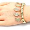 Oro Laminado Charm Bracelet, Gold Filled Style Hand of God Design, Polished, Golden Finish, 03.63.1906.08 (04 MM Thickness, 8 Inches Length)