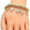 Oro Laminado Charm Bracelet, Gold Filled Style Hand of God Design, Polished, Golden Finish, 03.63.1906.08 (04 MM Thickness, 8 Inches Length)