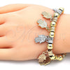Oro Laminado Charm Bracelet, Gold Filled Style Hand of God Design, Polished, Tricolor, 03.63.1906.1.08 (8 Inches Length)