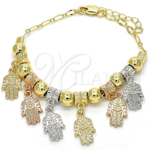Gold Filled Bracelet — Charm Bracelet Judaica and Hand of God Design — main product view — SKU 122720 | Oro Laminado brazalete — Charm Bracelet Judaica and Hand of God diseño — SKU 122720