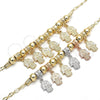 Oro Laminado Charm Bracelet, Gold Filled Style Hand of God Design, Polished, Tricolor, 03.63.1906.1.08 (8 Inches Length)