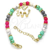 Oro Laminado Charm Bracelet, Gold Filled Style with White Crystal, White Enamel Finish, Golden Finish, 03.63.1909.1.08 (06 MM Thickness, 8 Inches Length)
