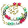 Oro Laminado Charm Bracelet, Gold Filled Style with White Crystal, White Enamel Finish, Golden Finish, 03.63.1909.1.08 (06 MM Thickness, 8 Inches Length)