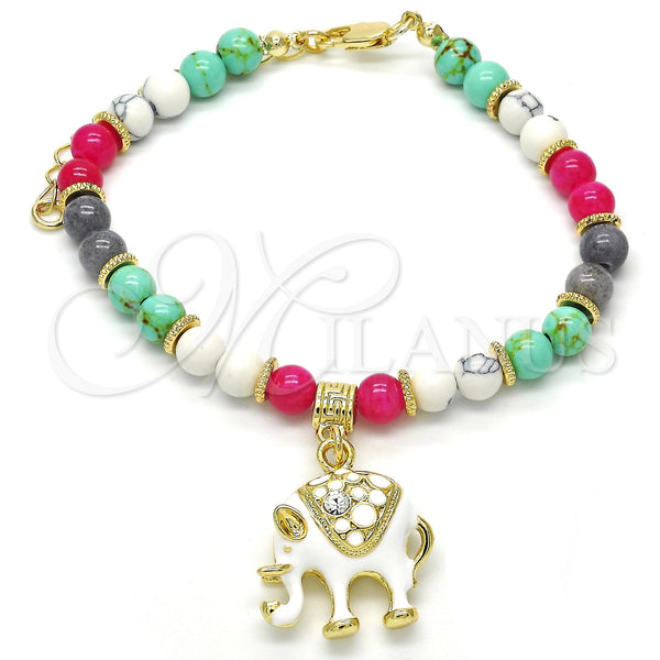 Gold Filled Bracelet — Charm Bracelet with White Crystal White Enamel 03.63. — main product view — SKU 122726 | Oro Laminado brazalete — Charm Bracelet with cristal blanco blanco Enamel 03.63. — SKU 122726