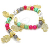 Oro Laminado Charm Bracelet, Gold Filled Style Hand of God Design, Polished, Golden Finish, 03.63.1910.08 (06 MM Thickness, 8 Inches Length)