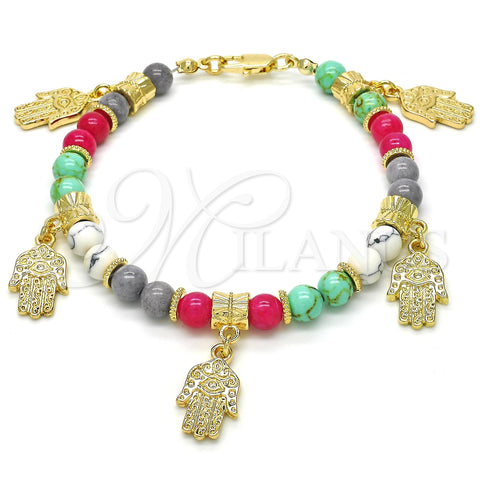 Oro Laminado Charm Bracelet, Gold Filled Style Hand of God Design, Polished, Golden Finish, 03.63.1910.08 (06 MM Thickness, 8 Inches Length)