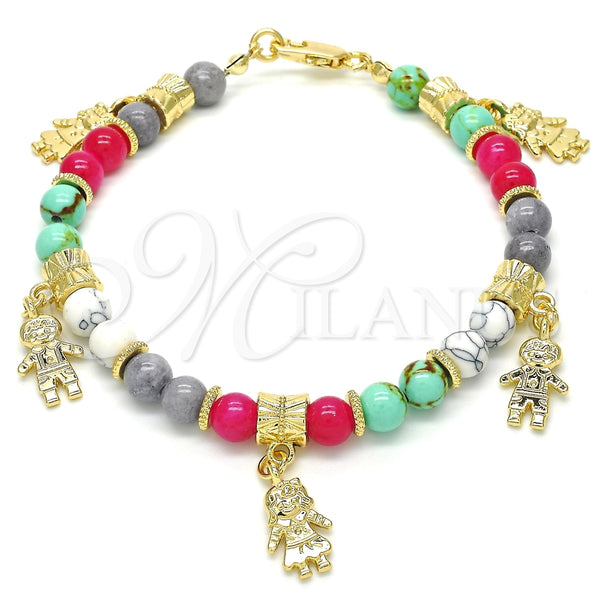 Oro Laminado Charm Bracelet, Gold Filled Style Little Boy and Little Girl Design, Polished, Golden Finish, 03.63.1911.08 (06 MM Thickness, 8 Inches Length)