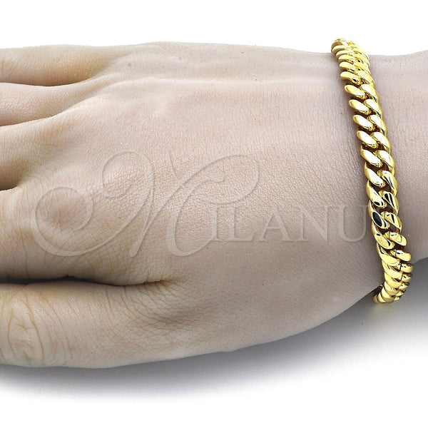 Stainless Steel Bracelet — Basic Bracelet Miami Cuban Design with White Cubic — alternate product view — SKU 122731 | Acero Inoxidable brazalete — básico Bracelet Miami Cuban diseño with blanco Cubic — SKU 122731