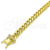 Stainless Steel Basic Bracelet, Miami Cuban Design, with White Cubic Zirconia, Polished, Golden Finish, 03.278.0003.09 (08 MM Thickness, 9 Inches Length)