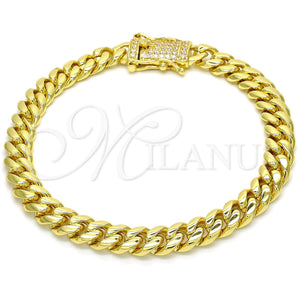 Stainless Steel Bracelet — Basic Bracelet Miami Cuban Design with White Cubic — main product view — SKU 122731 | Acero Inoxidable brazalete — básico Bracelet Miami Cuban diseño with blanco Cubic — SKU 122731