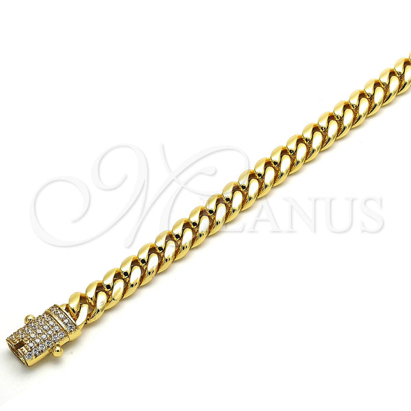 Stainless Steel Necklace — Basic Necklace Miami Cuban Design with White Cubic — alternate product view — SKU 122732 | Acero Inoxidable collar — básico Necklace Miami Cuban diseño with blanco Cubic — SKU 122732