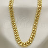 Stainless Steel Basic Necklace, Miami Cuban and Box Lock Design, with White Cubic Zirconia, Polished, Golden Finish, 03.278.0003.30 (08 MM Thickness, 30 Inches Length)