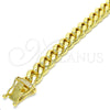 Stainless Steel Basic Bracelet, Miami Cuban Design, with White Micro Pave, Polished, Golden Finish, 03.278.0004.09 (10 MM Thickness, 9 Inches Length)